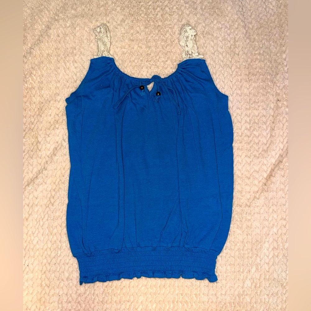 Derek Heart Blue Ruched Tank Top